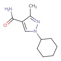 Chemical structure of 1-cyclohexyl-3-methyl-1H-pyrazole-4-carboxamide - CSSB00102766727