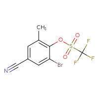 Chemical structure of 2-bromo-4-cyano-6-methylphenyl trifluoromethanesulfonate - CSSB20789403436