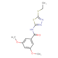 Chemical structure of N-[5-(ethylsulfanyl)-1,3,4-thiadiazol-2-yl]-3,5-dimethoxybenzamide - CSSB00046253096