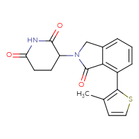 Chemical structure of 3-[7-(3-methylthiophen-2-yl)-1-oxo-2,3-dihydro-1H-isoindol-2-yl]piperidine-2,6-dione - CSSB06581608203