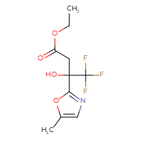 Chemical structure of ethyl 4,4,4-trifluoro-3-hydroxy-3-(5-methyl-1,3-oxazol-2-yl)butanoate - CSSB15064496586