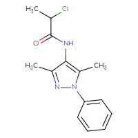 Chemical structure of 2-chloro-N-(3,5-dimethyl-1-phenyl-1H-pyrazol-4-yl)propanamide - CSSB00000735965