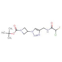 Chemical structure of tert-butyl 3-{4-[(2-chloro-2-fluoroacetamido)methyl]-1H-1,2,3-triazol-1-yl}azetidine-1-carboxylate - CSSB21332126441
