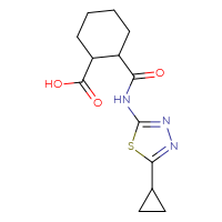 Chemical structure of 2-[(5-cyclopropyl-1,3,4-thiadiazol-2-yl)carbamoyl]cyclohexane-1-carboxylic acid - CSSB00159744878