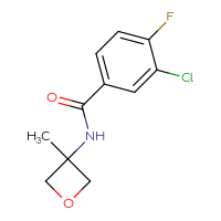 Chemical structure of 3-chloro-4-fluoro-N-(3-methyloxetan-3-yl)benzamide - CSSB00099537004