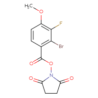 Chemical structure of 2,5-dioxopyrrolidin-1-yl 2-bromo-3-fluoro-4-methoxybenzoate - CSSB20270999628