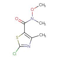 Chemical structure of 2-chloro-N-methoxy-N,4-dimethyl-1,3-thiazole-5-carboxamide - CSSB00015223412
