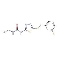 Chemical structure of 3-ethyl-1-(5-{[(3-fluorophenyl)methyl]sulfanyl}-1,3,4-thiadiazol-2-yl)urea - CSSB00025738405