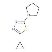 Chemical structure of 2-cyclopropyl-5-(pyrrolidin-1-yl)-1,3,4-thiadiazole - CSSB00015416222