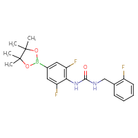 Chemical structure of 3-[2,6-difluoro-4-(4,4,5,5-tetramethyl-1,3,2-dioxaborolan-2-yl)phenyl]-1-[(2-fluorophenyl)methyl]urea - CSSB21332146367