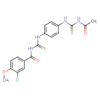 Chemical structure of 3-(3-chloro-4-methoxybenzoyl)-1-{4-[(acetamidomethanethioyl)amino]phenyl}thiourea - CSSB00121714783