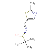 Chemical structure of (R)-2-methyl-N-[(2-methyl-1,3-thiazol-5-yl)methylidene]propane-2-sulfinamide - CSSB02128133719