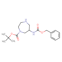 Chemical structure of tert-butyl 6-{[(benzyloxy)carbonyl]amino}-1,4-diazepane-1-carboxylate - CSSB03496528729