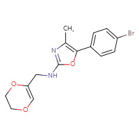 Chemical structure of 5-(4-bromophenyl)-N-[(5,6-dihydro-1,4-dioxin-2-yl)methyl]-4-methyl-1,3-oxazol-2-amine - CSSB21495884402