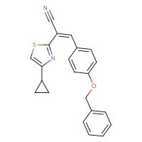 Chemical structure of (2Z)-3-[4-(benzyloxy)phenyl]-2-(4-cyclopropyl-1,3-thiazol-2-yl)prop-2-enenitrile - CSSB02267473596