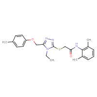 Chemical structure of N-(2,6-dimethylphenyl)-2-({4-ethyl-5-[(4-methylphenoxy)methyl]-4H-1,2,4-triazol-3-yl}sulfanyl)acetamide - CSSB00047852120