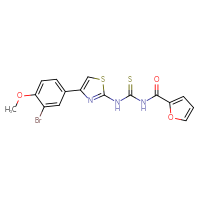 Chemical structure of 3-[4-(3-bromo-4-methoxyphenyl)-1,3-thiazol-2-yl]-1-(furan-2-carbonyl)thiourea - CSSB00121714781
