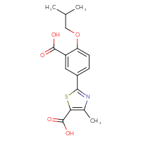 Chemical structure of 2-[3-carboxy-4-(2-methylpropoxy)phenyl]-4-methyl-1,3-thiazole-5-carboxylic acid - CSSB00059238385