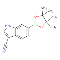 Chemical structure of 6-(4,4,5,5-tetramethyl-1,3,2-dioxaborolan-2-yl)-1H-indole-3-carbonitrile - CSSB20621660678