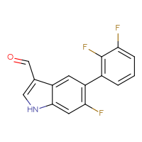Chemical structure of 5-(2,3-difluorophenyl)-6-fluoro-1H-indole-3-carbaldehyde - CSSB00159424475