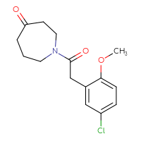 Chemical structure of 1-[2-(5-chloro-2-methoxyphenyl)acetyl]azepan-4-one - CSSB01049540606