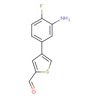Chemical structure of 4-(3-amino-4-fluorophenyl)thiophene-2-carbaldehyde - CSSB00102700536