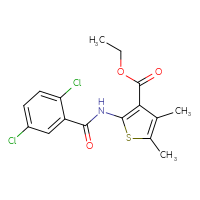 Chemical structure of ethyl 2-(2,5-dichlorobenzamido)-4,5-dimethylthiophene-3-carboxylate - CSSB00046090971