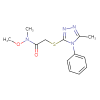 Chemical structure of N-methoxy-N-methyl-2-[(5-methyl-4-phenyl-4H-1,2,4-triazol-3-yl)sulfanyl]acetamide - CSSB02035428327