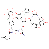 Chemical structure of 22-(carbamoylmethyl)-47,49-dichloro-2,18,32,35,37-pentahydroxy-19-[4-methyl-2-(methylamino)pentanamido]-20,23,26,42,44-pentaoxo-48-{[3,4,5-trihydroxy-6-(hydroxymethyl)oxan-2-yl]oxy}-7,13-dioxa-21,24,27,41,43-pentaazaoctacyclo[26.14.2.2³,⁶.2¹⁴,¹⁷.1⁸,¹².1²⁹,³³.0¹⁰,²⁵.0³⁴,³⁹]pentaconta-3,5,8(48),9,11,14,16,29,31,33(45),34,36,38,46,49-pentadecaene-40-carboxylic acid - CSSB06256037432