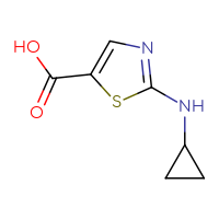 Chemical structure of 2-(cyclopropylamino)-1,3-thiazole-5-carboxylic acid - CSSB00000763174