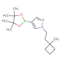 Chemical structure of 1-[2-(1-methylcyclobutyl)ethyl]-4-(4,4,5,5-tetramethyl-1,3,2-dioxaborolan-2-yl)-1H-pyrazole - CSSB06259131337