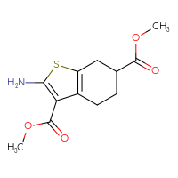 Chemical structure of 3,6-dimethyl 2-amino-4,5,6,7-tetrahydro-1-benzothiophene-3,6-dicarboxylate - CSSB21381578147