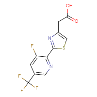 Chemical structure of 2-{2-[3-fluoro-5-(trifluoromethyl)pyridin-2-yl]-1,3-thiazol-4-yl}acetic acid - CSSB00025732667