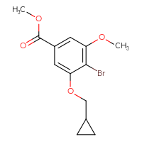 Chemical structure of methyl 4-bromo-3-(cyclopropylmethoxy)-5-methoxybenzoate - CSSB20621663034