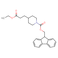 Chemical structure of (9H-fluoren-9-yl)methyl 4-(3-ethoxy-3-oxopropyl)piperidine-1-carboxylate - CSSB06656695018