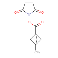 Chemical structure of 2,5-dioxopyrrolidin-1-yl 3-methylbicyclo[1.1.1]pentane-1-carboxylate - CSSB02142542232