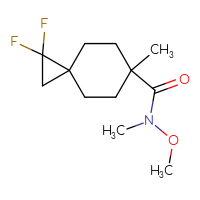 Chemical structure of 1,1-difluoro-N-methoxy-N,6-dimethylspiro[2.5]octane-6-carboxamide - CSSB21151592752