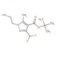 Chemical structure of tert-butyl 3-(difluoromethyl)-1-(2-hydroxyethyl)-5-methyl-1H-pyrazole-4-carboxylate - CSSB06263139133