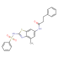 Chemical structure of N-(2-benzenesulfonamido-4-methyl-1,3-benzothiazol-6-yl)-3-phenylpropanamide - CSSB03438444037