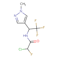 Chemical structure of 2-chloro-2-fluoro-N-[2,2,2-trifluoro-1-(1-methyl-1H-pyrazol-4-yl)ethyl]acetamide - CSSB21332119949