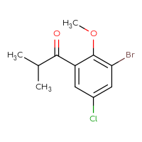 Chemical structure of 1-(3-bromo-5-chloro-2-methoxyphenyl)-2-methylpropan-1-one - CSSB00137416137