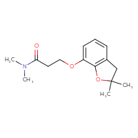 Chemical structure of 3-[(2,2-dimethyl-2,3-dihydro-1-benzofuran-7-yl)oxy]-N,N-dimethylpropanamide - CSSB01432918319