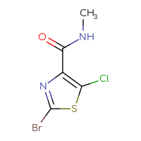 Chemical structure of 2-bromo-5-chloro-N-methyl-1,3-thiazole-4-carboxamide - CSSB01990962221