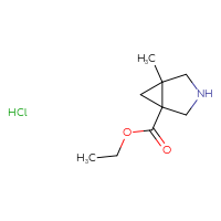 Chemical structure of ethyl 5-methyl-3-azabicyclo[3.1.0]hexane-1-carboxylate hydrochloride - CSSB14863682978
