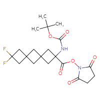 Chemical structure of 2,5-dioxopyrrolidin-1-yl 2-{[(tert-butoxy)carbonyl]amino}-8,8-difluorodispiro[3.1.3⁶.1⁴]decane-2-carboxylate - CSSB20271123681