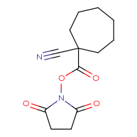 Chemical structure of 2,5-dioxopyrrolidin-1-yl 1-cyanocycloheptane-1-carboxylate - CSSB20269635112