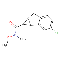 Chemical structure of 3-chloro-N-methoxy-N-methyl-1H,1aH,6H,6aH-cyclopropa[a]indene-1-carboxamide - CSSB01395049389