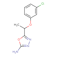 Chemical structure of 5-[1-(3-chlorophenoxy)ethyl]-1,3,4-oxadiazol-2-amine - CSSB00000721042