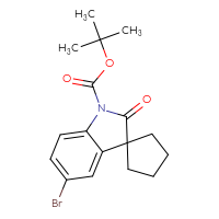 Chemical structure of tert-butyl 5'-bromo-2'-oxo-1',2'-dihydrospiro[cyclopentane-1,3'-indole]-1'-carboxylate - CSSB20621661454