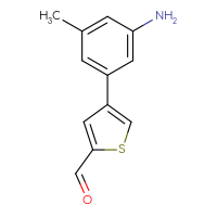 Chemical structure of 4-(3-amino-5-methylphenyl)thiophene-2-carbaldehyde - CSSB00102693449
